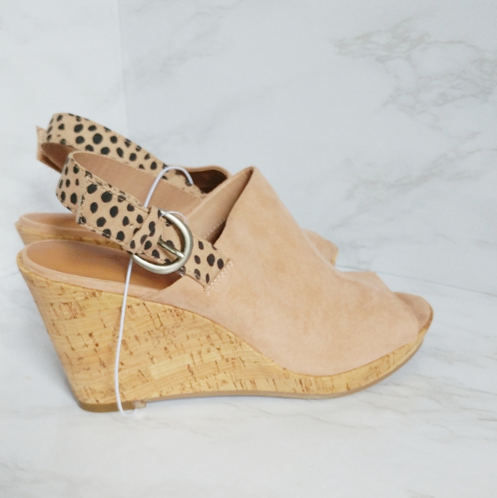 Blush Sasha Microsuede Peep Toe Wedge Pumps - Picture 6 of 7